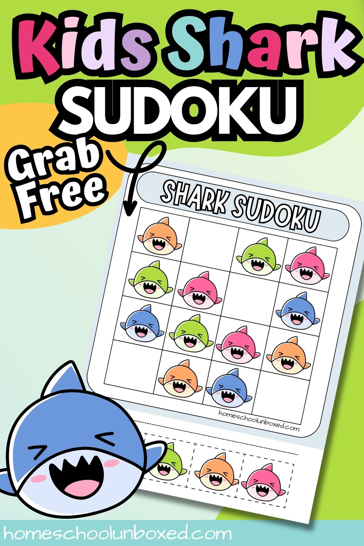 Kids shark sudoku printable.