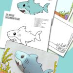3D Shark coloring page.
