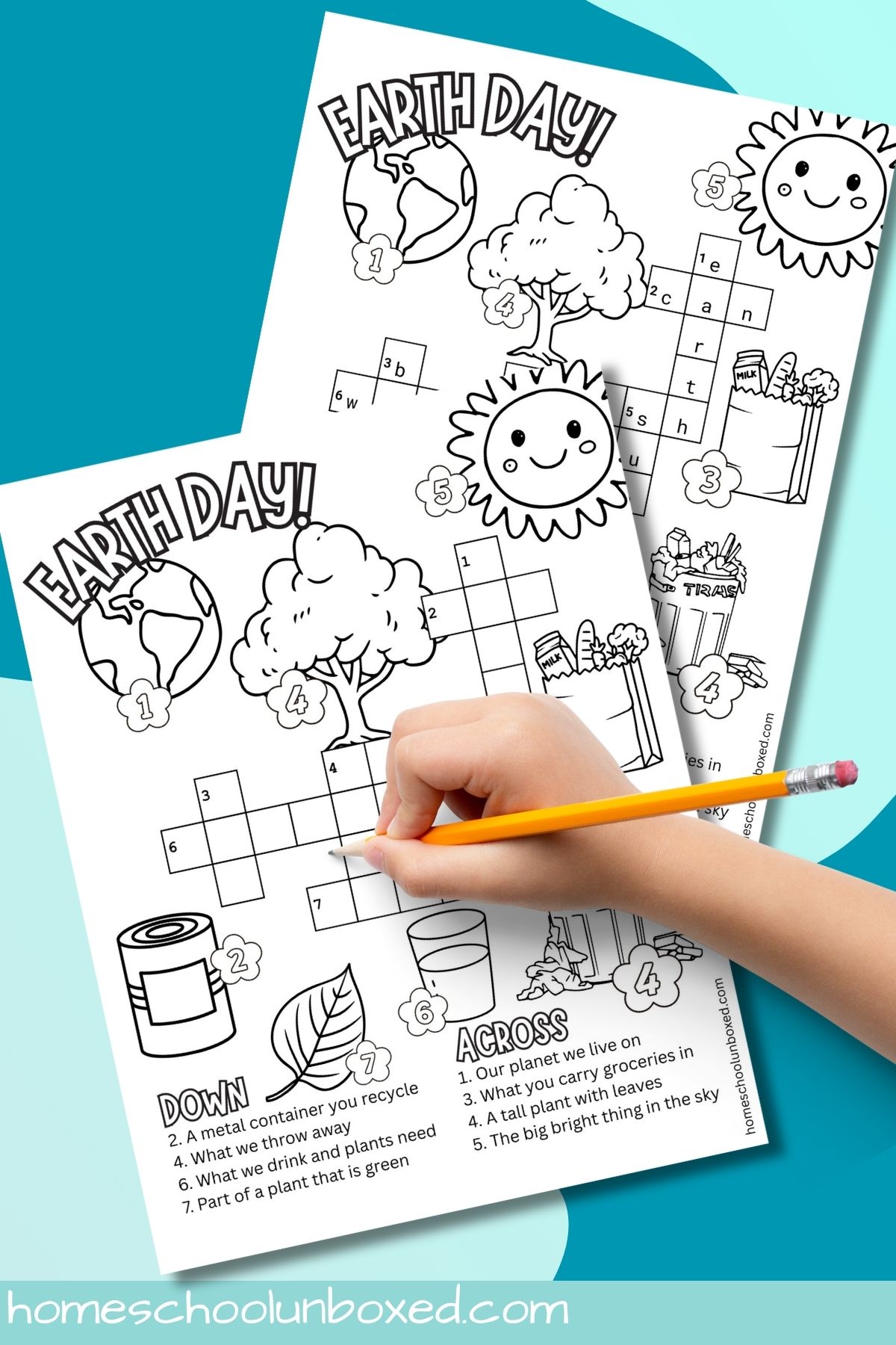 Earth day crossword puzzle for younger kids.