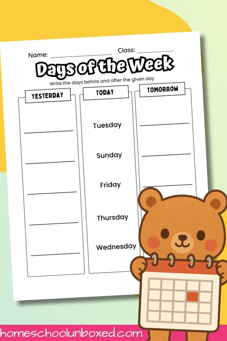 Days of the week sequencing worksheet.