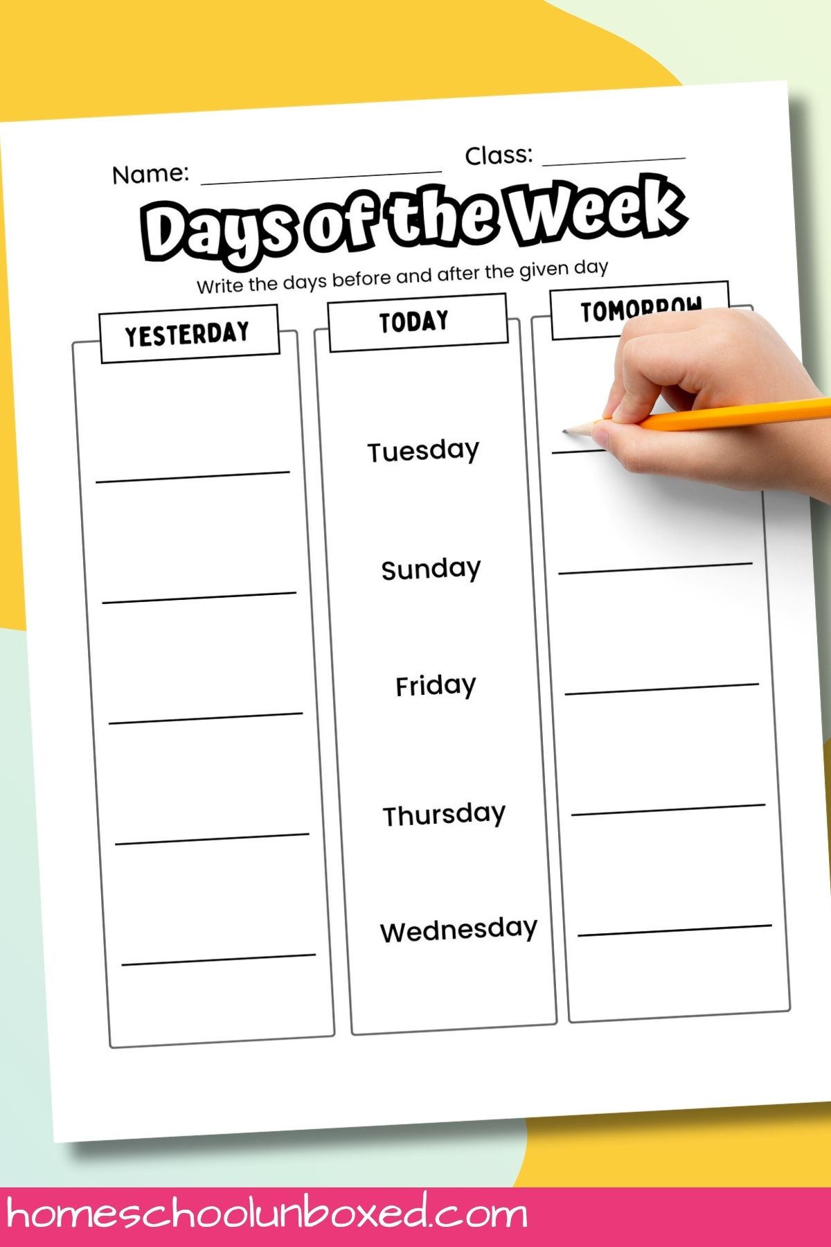 Sequencing days of the week printable activity.