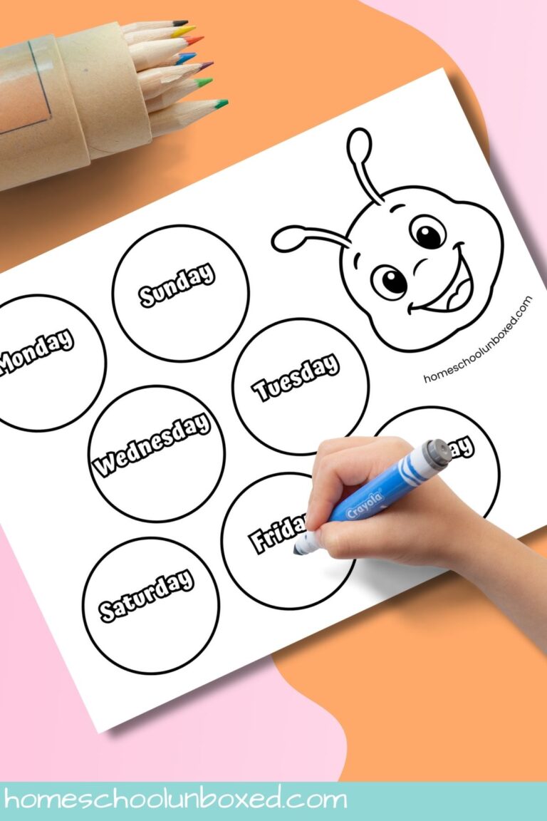 Days of the Week Caterpillar Craft (Free Printable)
