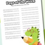 Days of the week tracing worksheet.