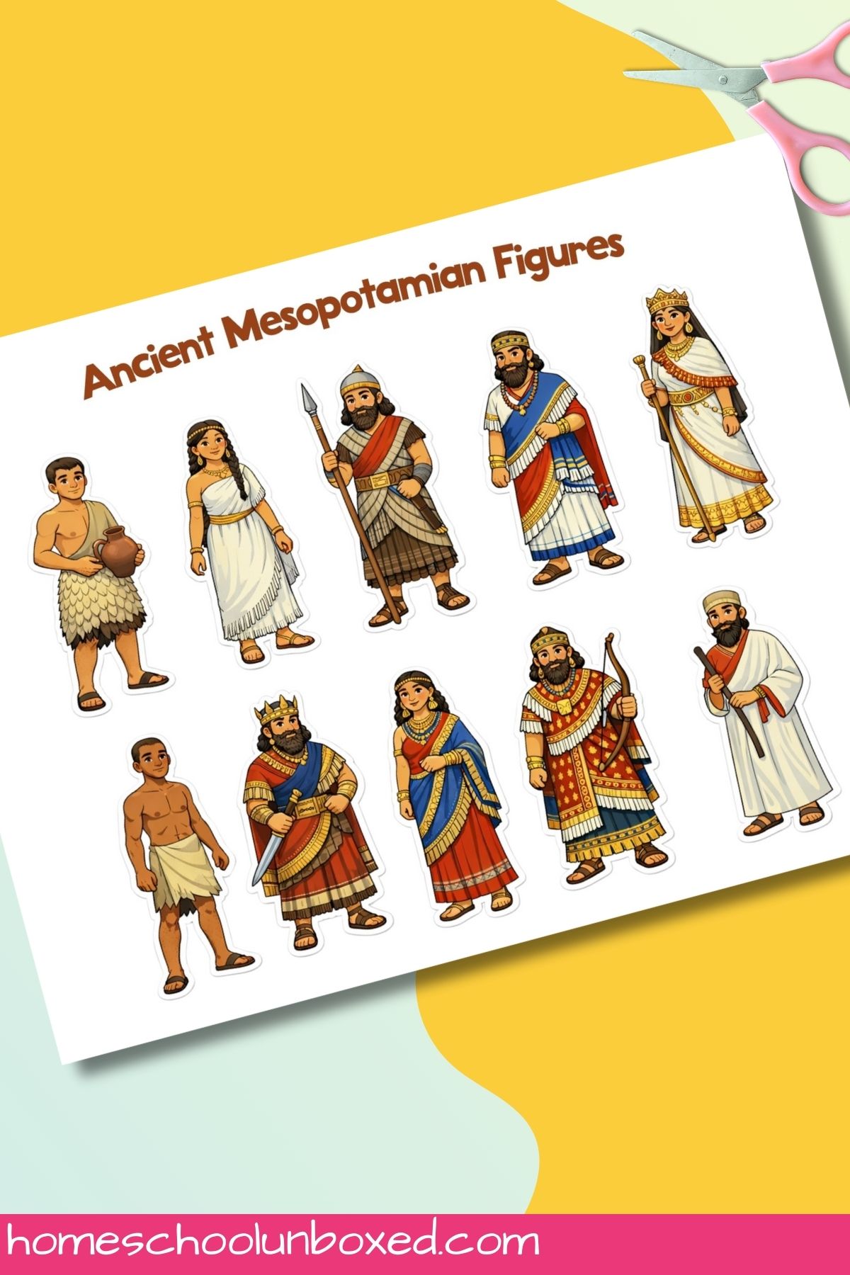 Mesopotamian Cut Out paper doll Figures.