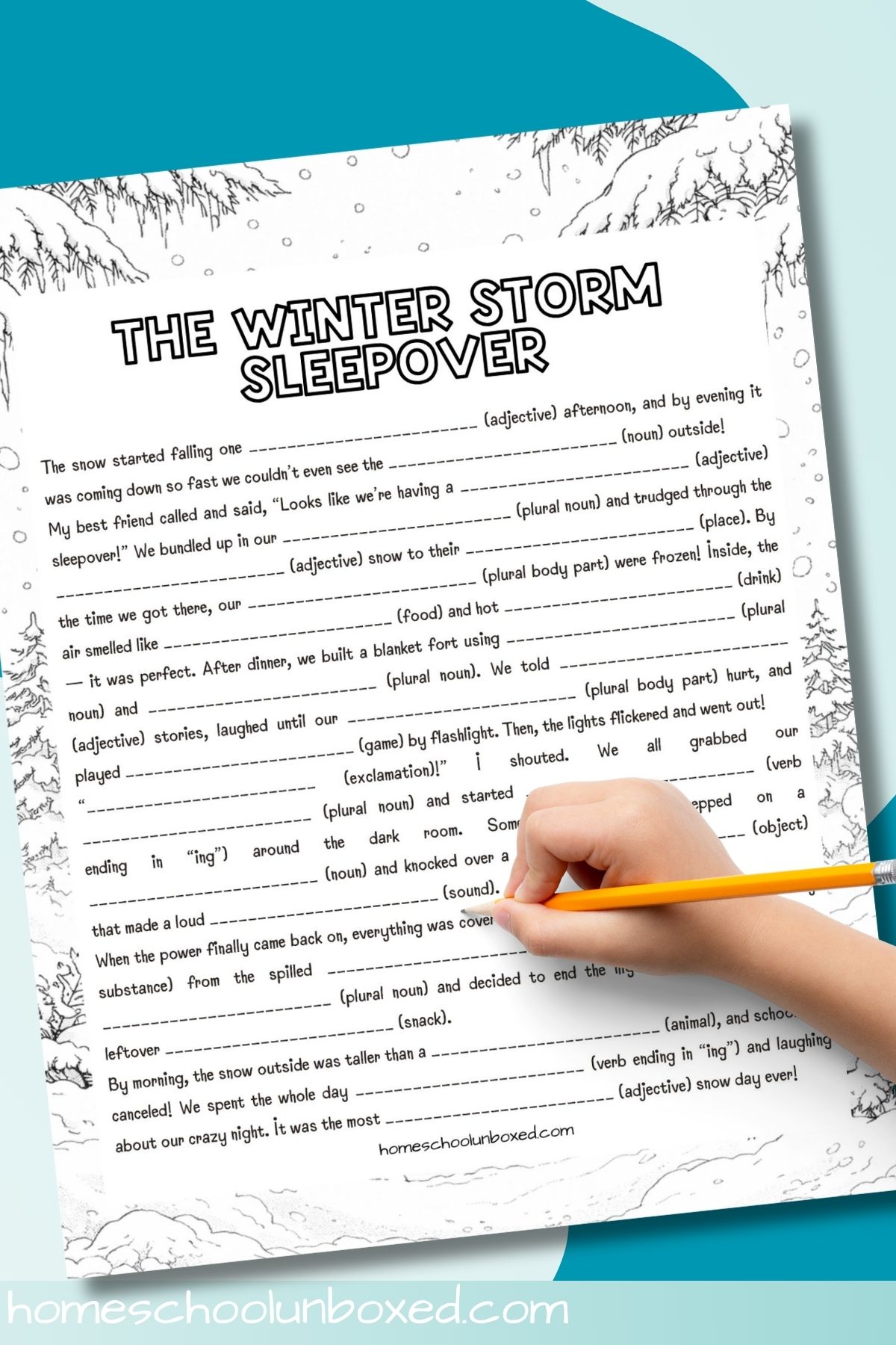 Winter fill in the blanks story printable.